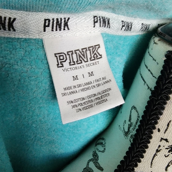 VS PINK Teal Blue Half Zip Semi Cropped Sweatshirt Sz: M - Picture 3 of 4